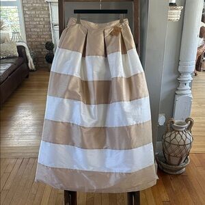 LULA KATE STRIPED CREAM & OFF WHITE LONG SILK SKIRT WEDDINGS 10 NEW